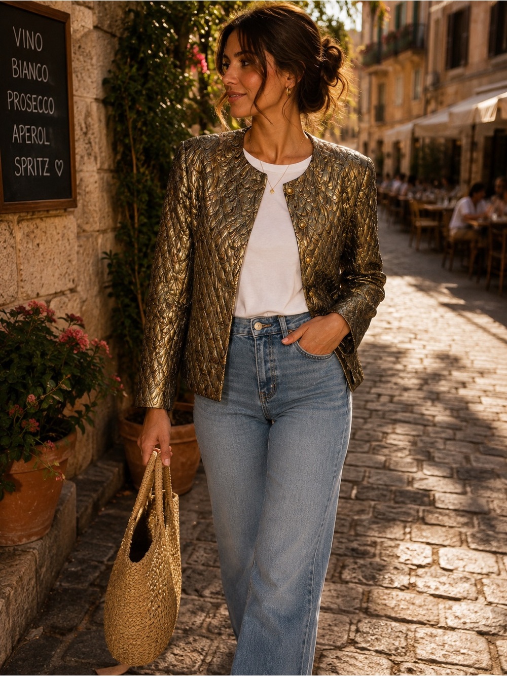 Vintage Carlisle Metallic Brocade Jacket | Designer Luxury | Gold Bronze | Size